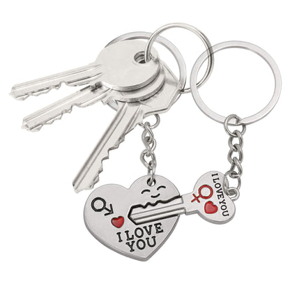 Juego de 2 llaveros con forma de corazón para hombre y mujer, ideal como regalo para parejas.