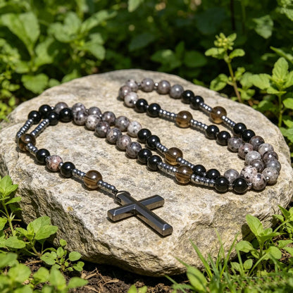 🖤✝️ Rosario Obsidiana Yooperlita — Protección Sagrada