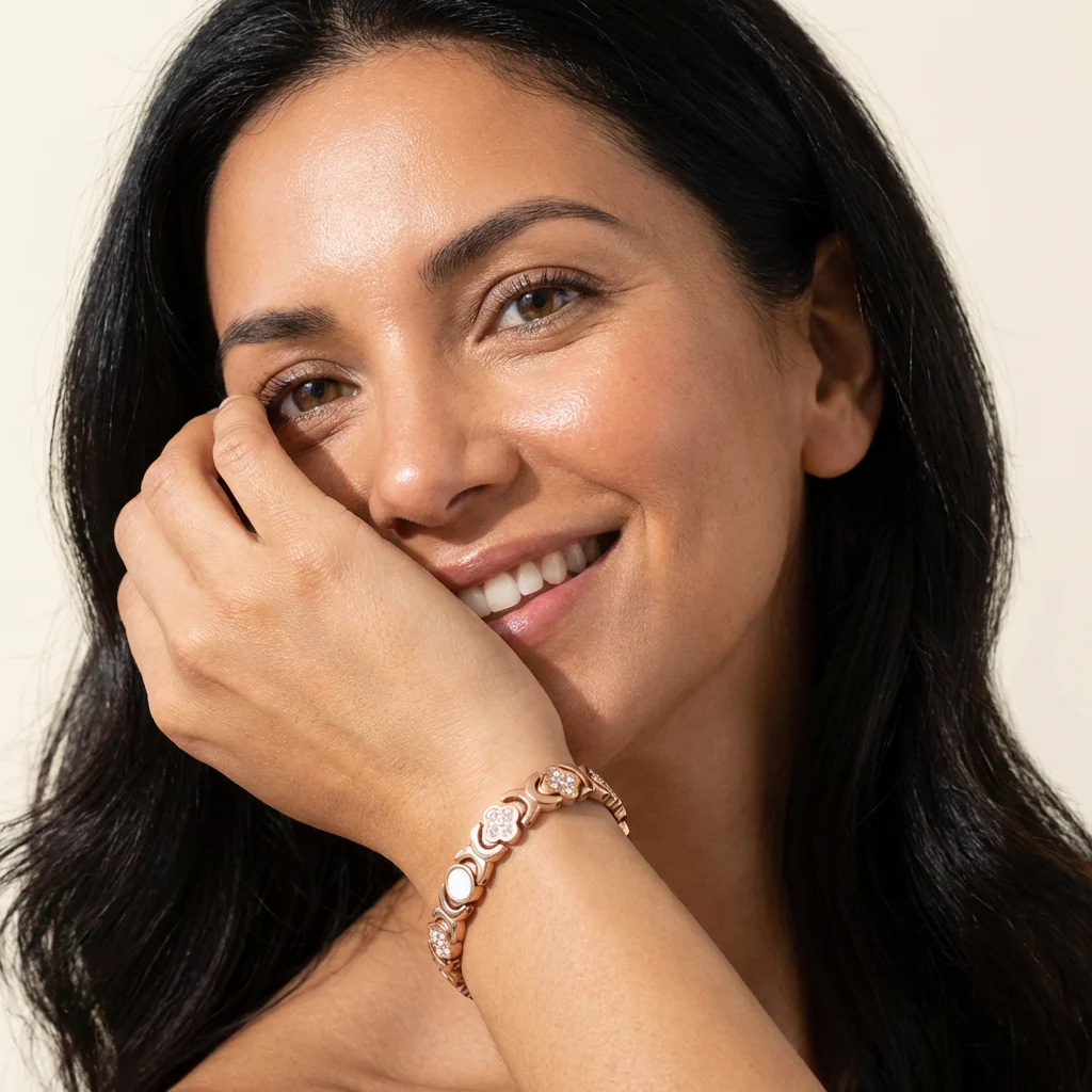 Pulsera magnética de cobre puro para mujer, con imanes de 3500 gauss