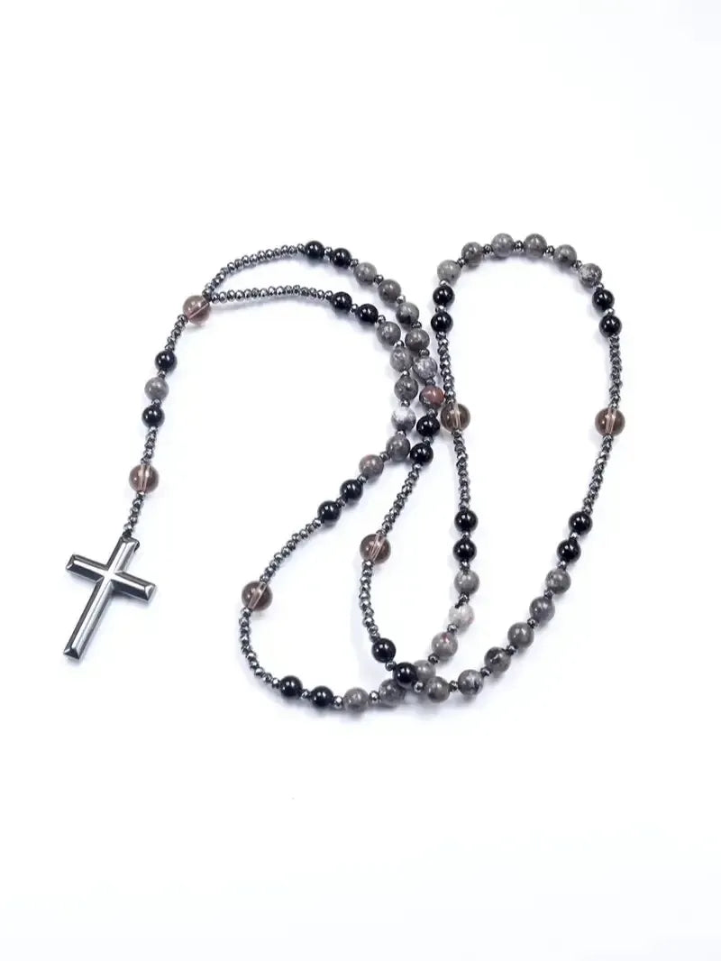 🖤✝️ Rosario Obsidiana Yooperlita — Protección Sagrada