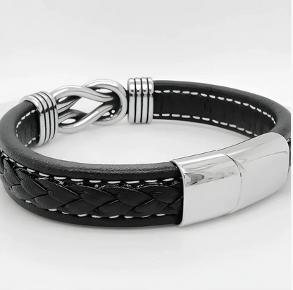 Pulsera de cuero genuino con símbolo de infinito para hombres, regalo para hijo o nieto