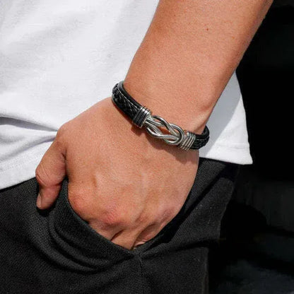 Pulsera de cuero genuino con símbolo de infinito para hombres, regalo para hijo o nieto