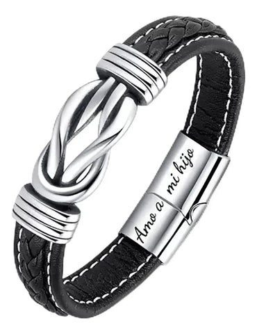Pulsera de cuero genuino con símbolo de infinito para hombres, regalo para hijo o nieto – 2