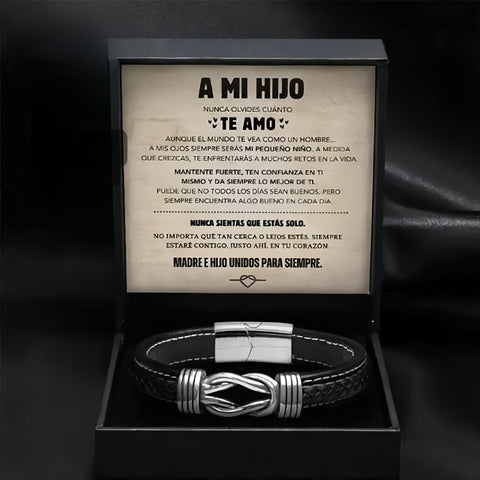 Pulsera de cuero genuino con símbolo de infinito para hombres, regalo para hijo o nieto – 1